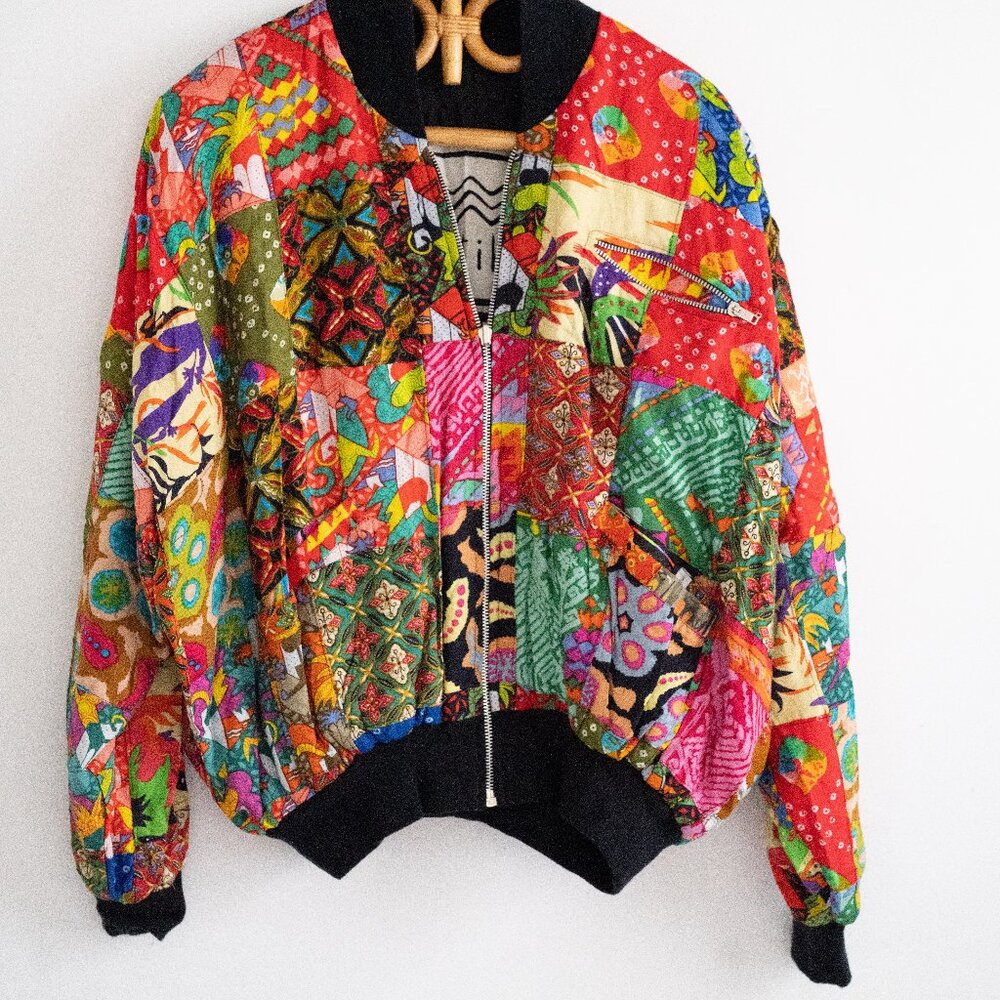 Vintage Kenar Vibrant Batik Patchwork Soft Zip Up… - image 1